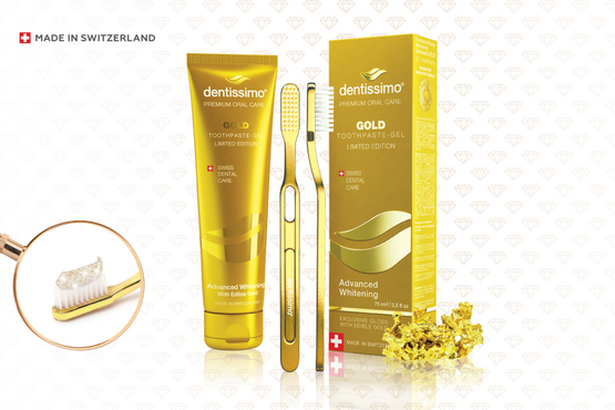 Швейцарская зубная паста-гель DENTISSIMO Advanced Whitening GOLD